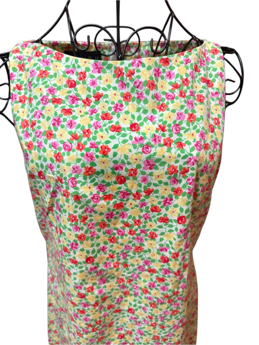 Ralph Lauren 100 Cotton Cream Sundress with Pink & Green Floral Print